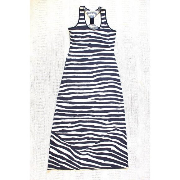 Calvin Klein Navy blue striped Maxi dress Size 8 sleeveless summer and beachy - Picture 2 of 10